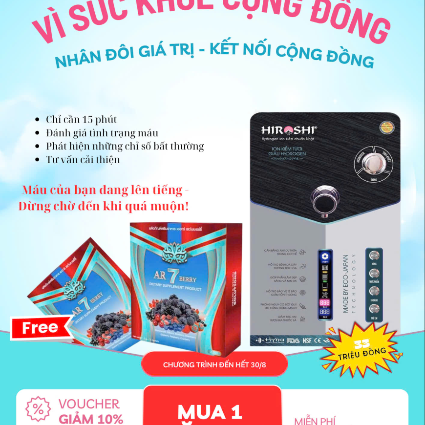  MÁY NƯỚC HIROSHI HYDROGEN 25.000.000 đồng